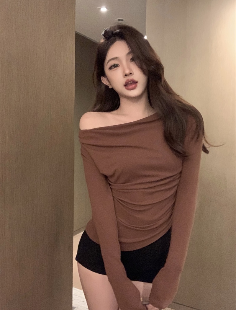 Multiple wear method short tops long sleeve T-shirt