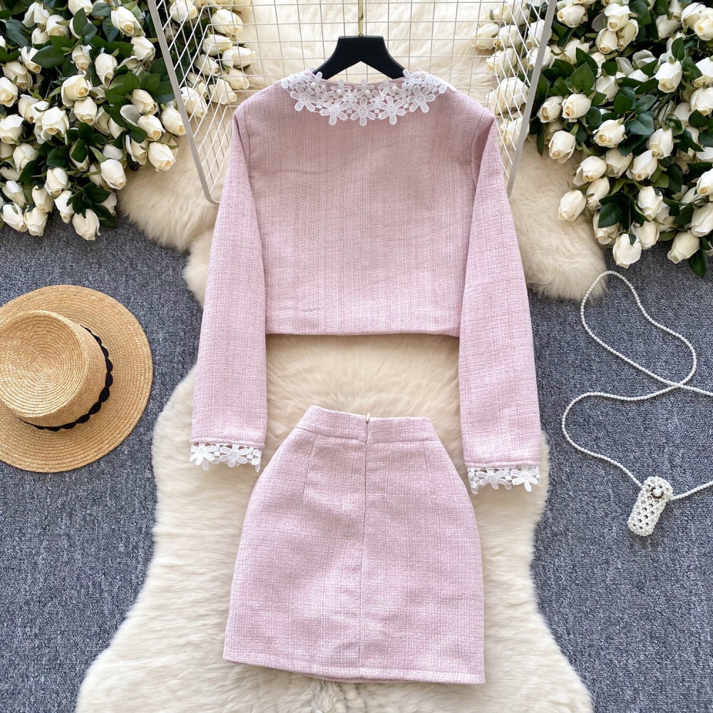 Short Korean style skirt Western style coat a set