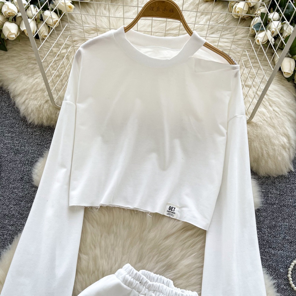 Short Casual shorts wide leg long sleeve tops 2pcs set