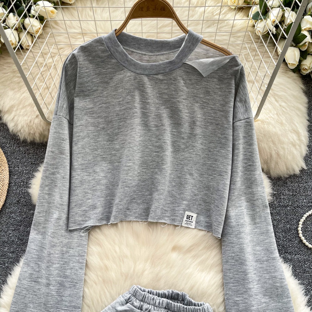 Short Casual shorts wide leg long sleeve tops 2pcs set