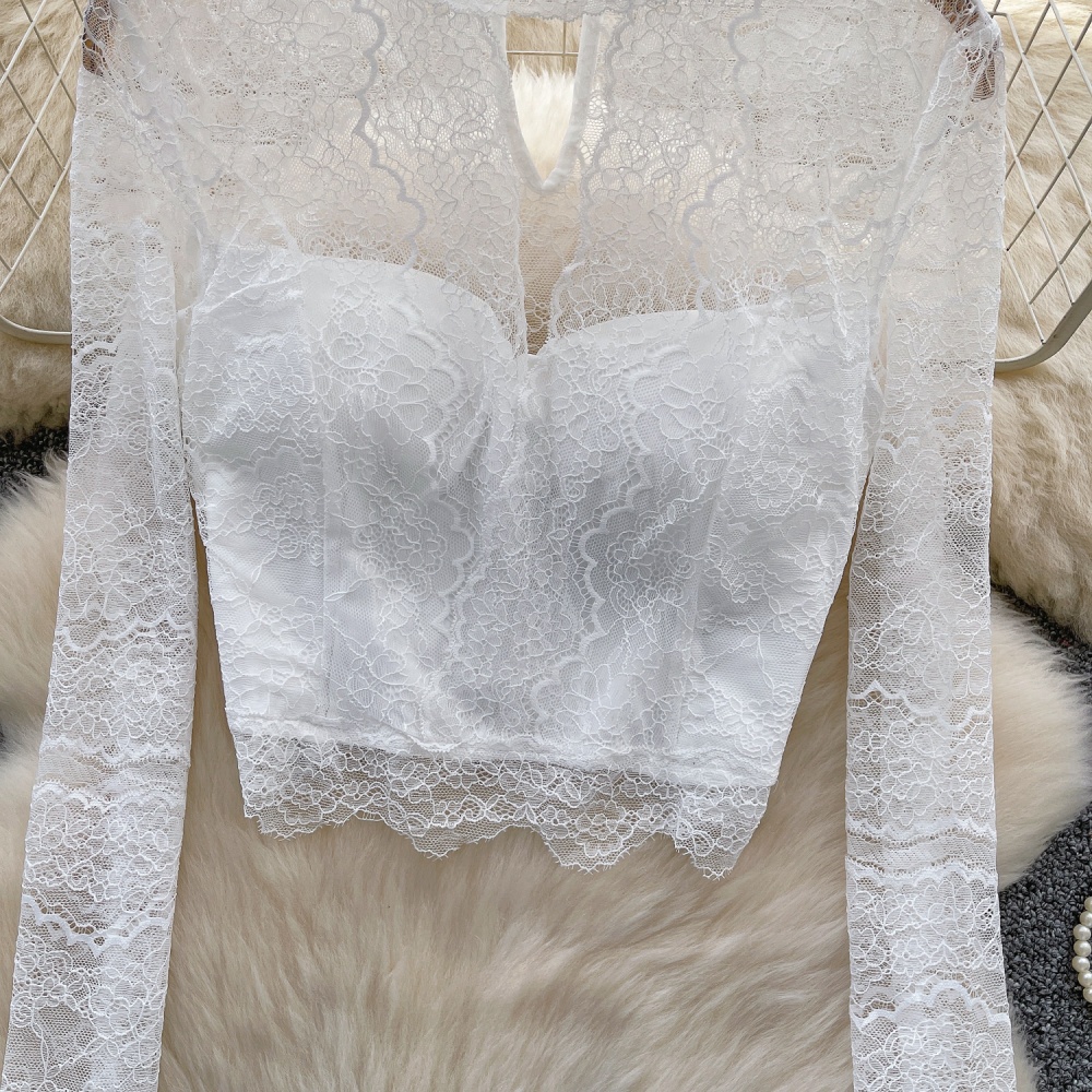 Lace European style bottoming shirt short tops