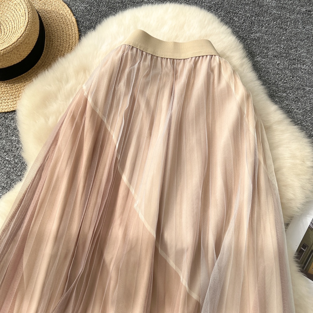 Slim drape high waist gauze skirt for women