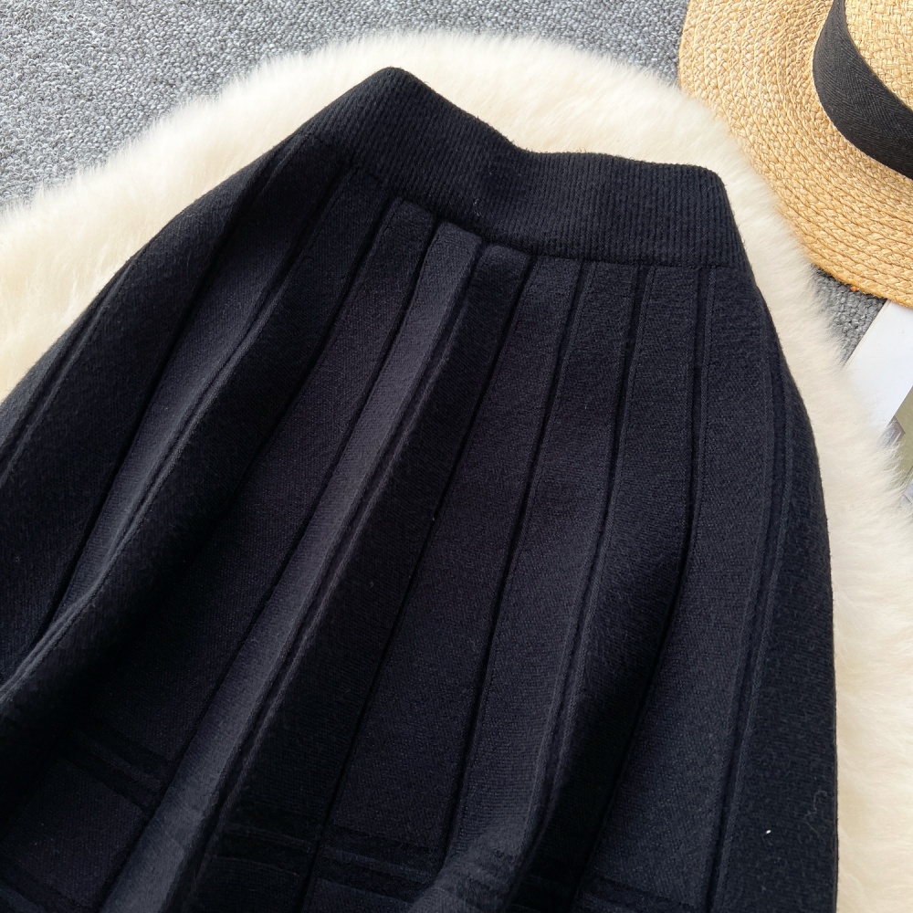 Autumn and winter elastic waist skirt knitted short skirt