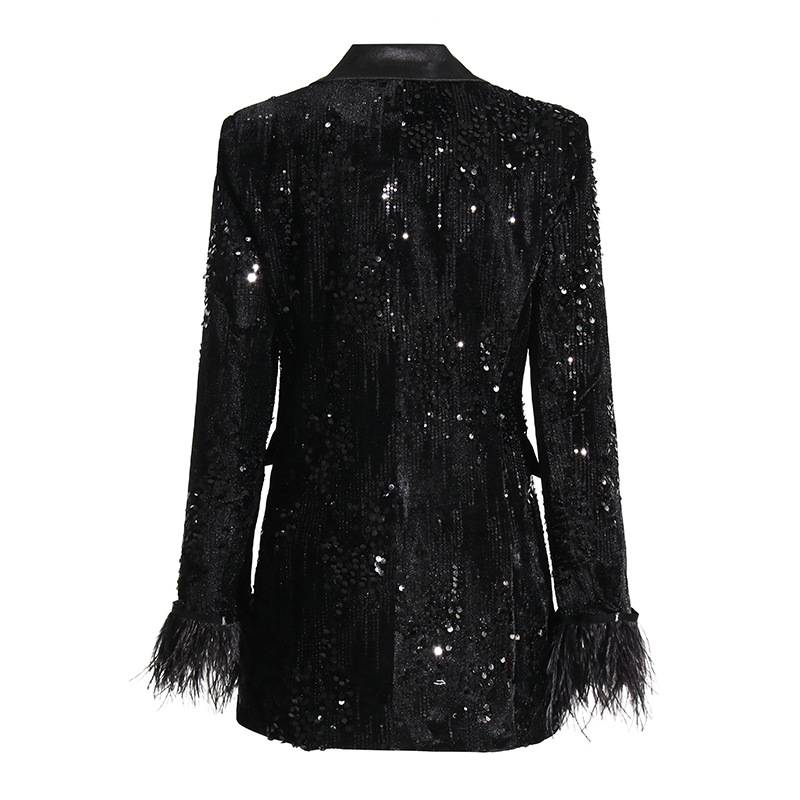 Sequins slim tops splice business suit for women