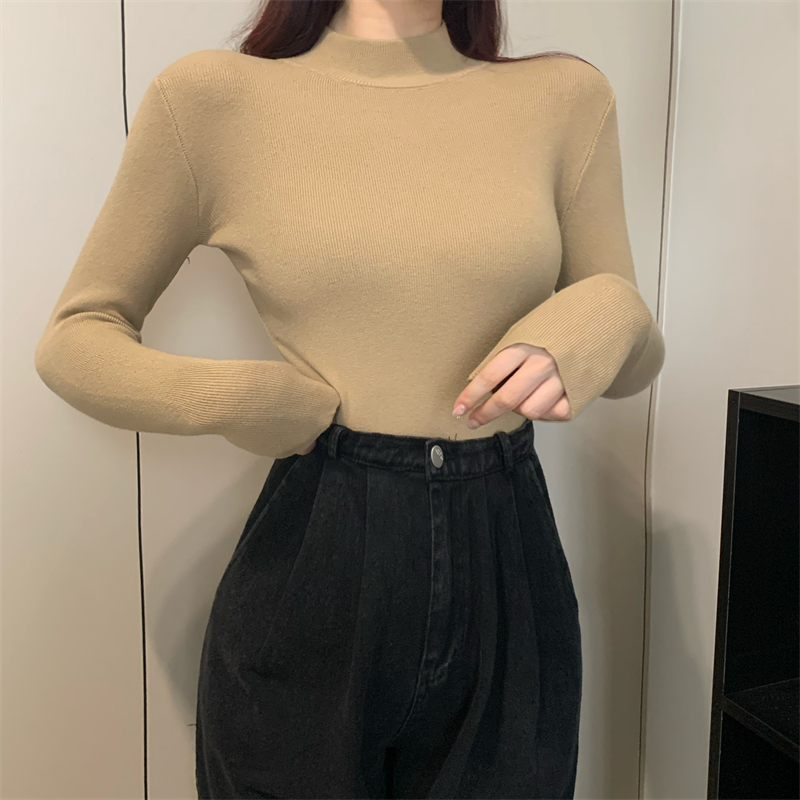 Knitted bottoming shirt tops for women