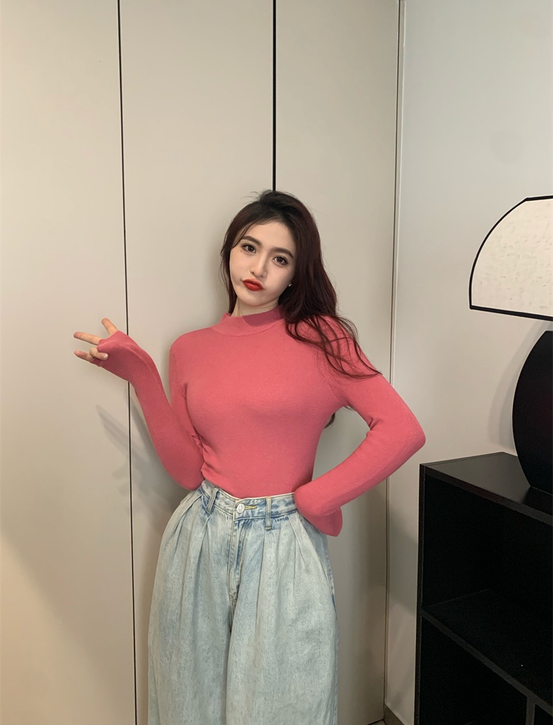 Knitted bottoming shirt tops for women