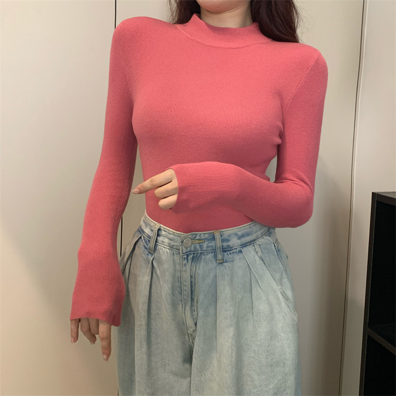 Knitted bottoming shirt tops for women