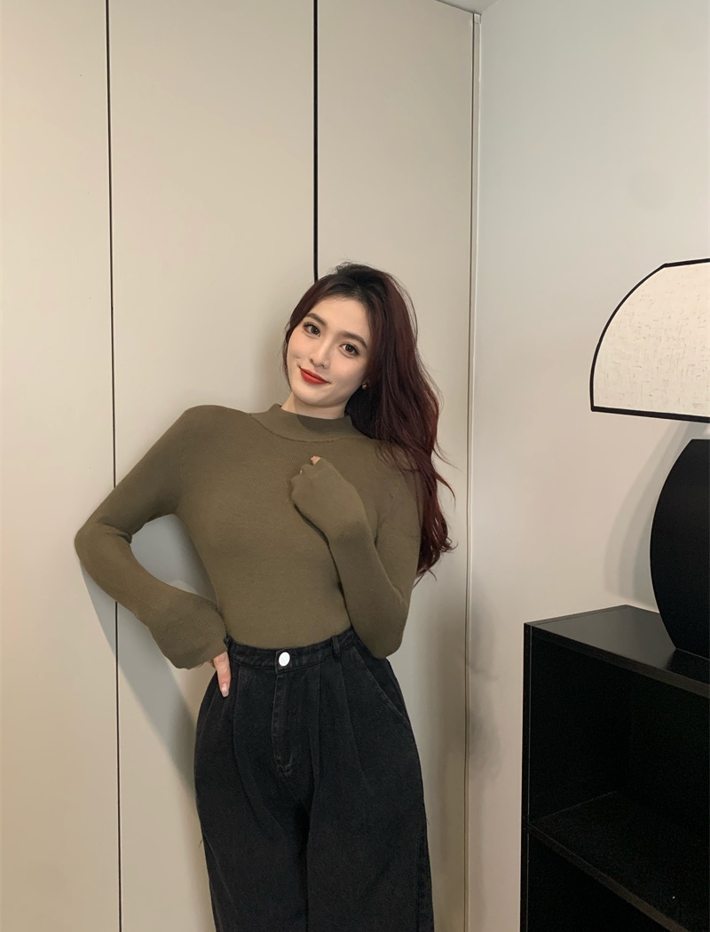 Knitted bottoming shirt tops for women