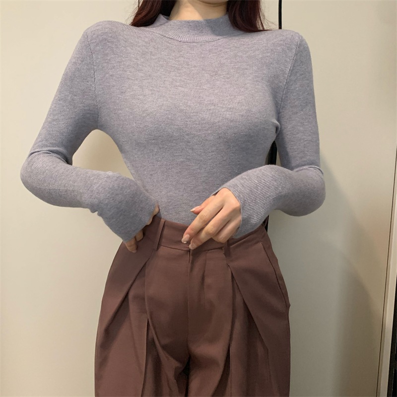 Knitted bottoming shirt tops for women