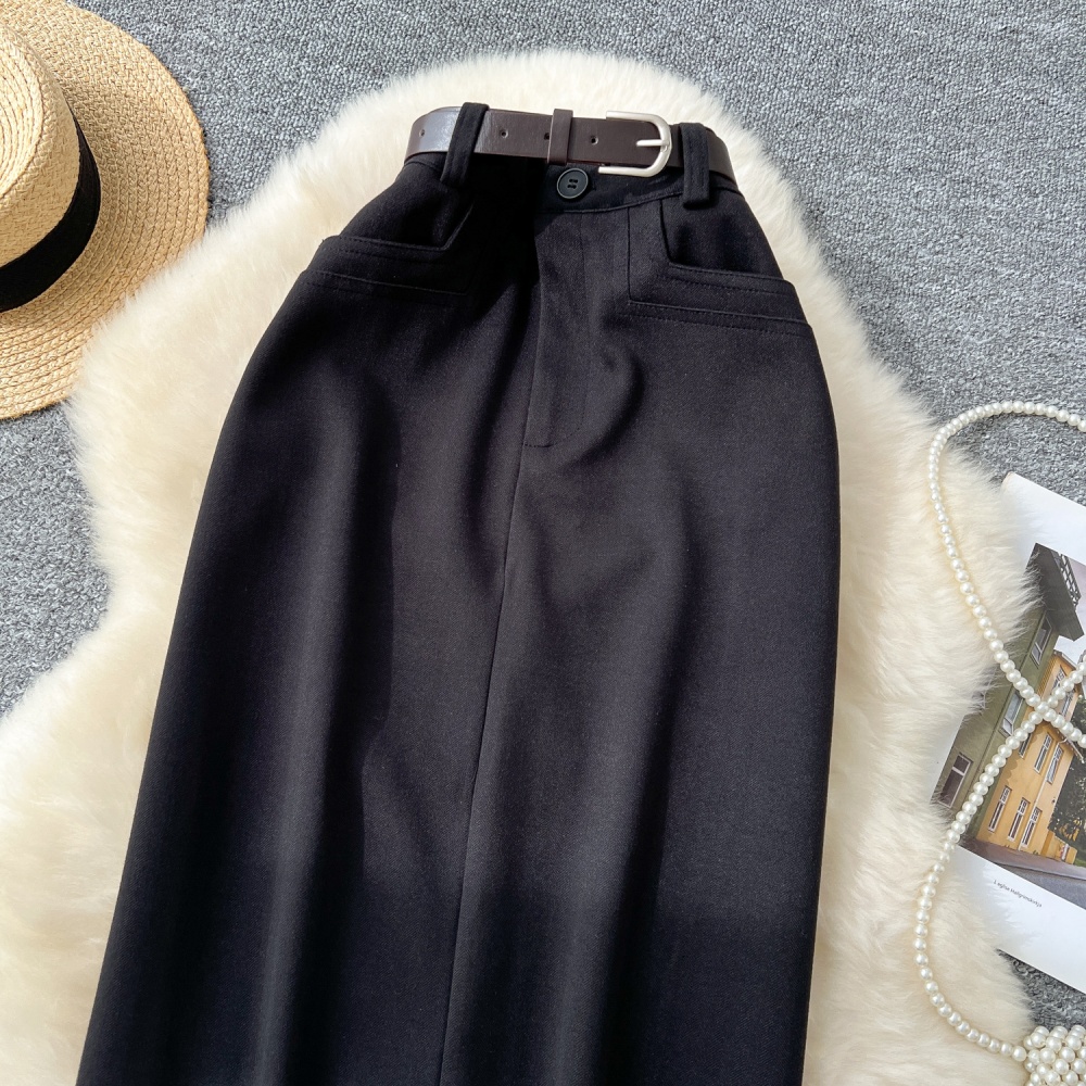 Autumn and winter long package hip split skirt for women