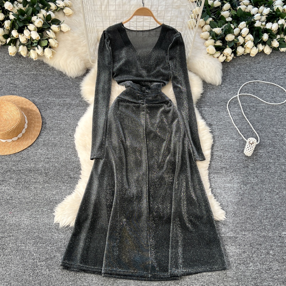 Slim elegant formal dress glitter dress for women