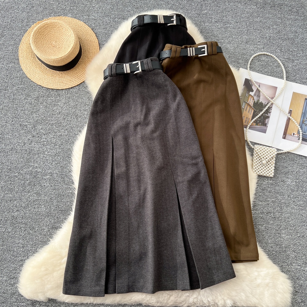 High waist slim business suit woolen skirt for women