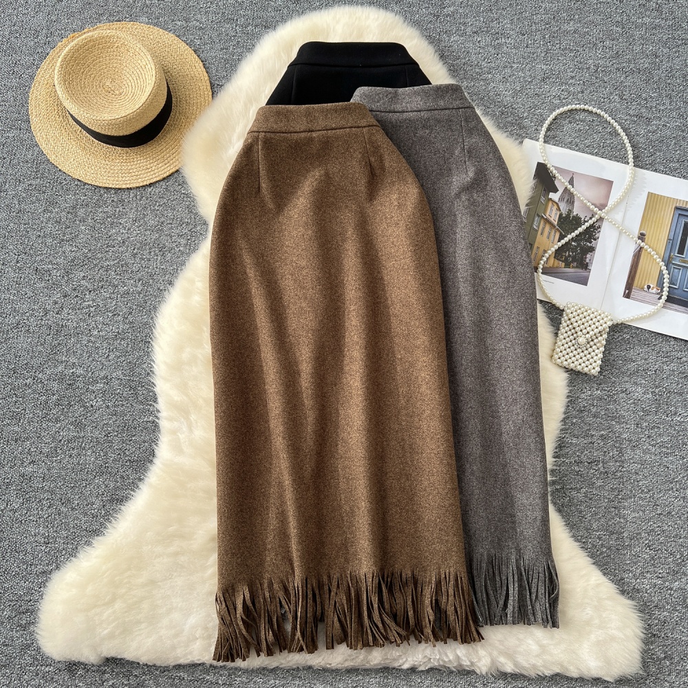 High waist Woolen dress niche skirt for women