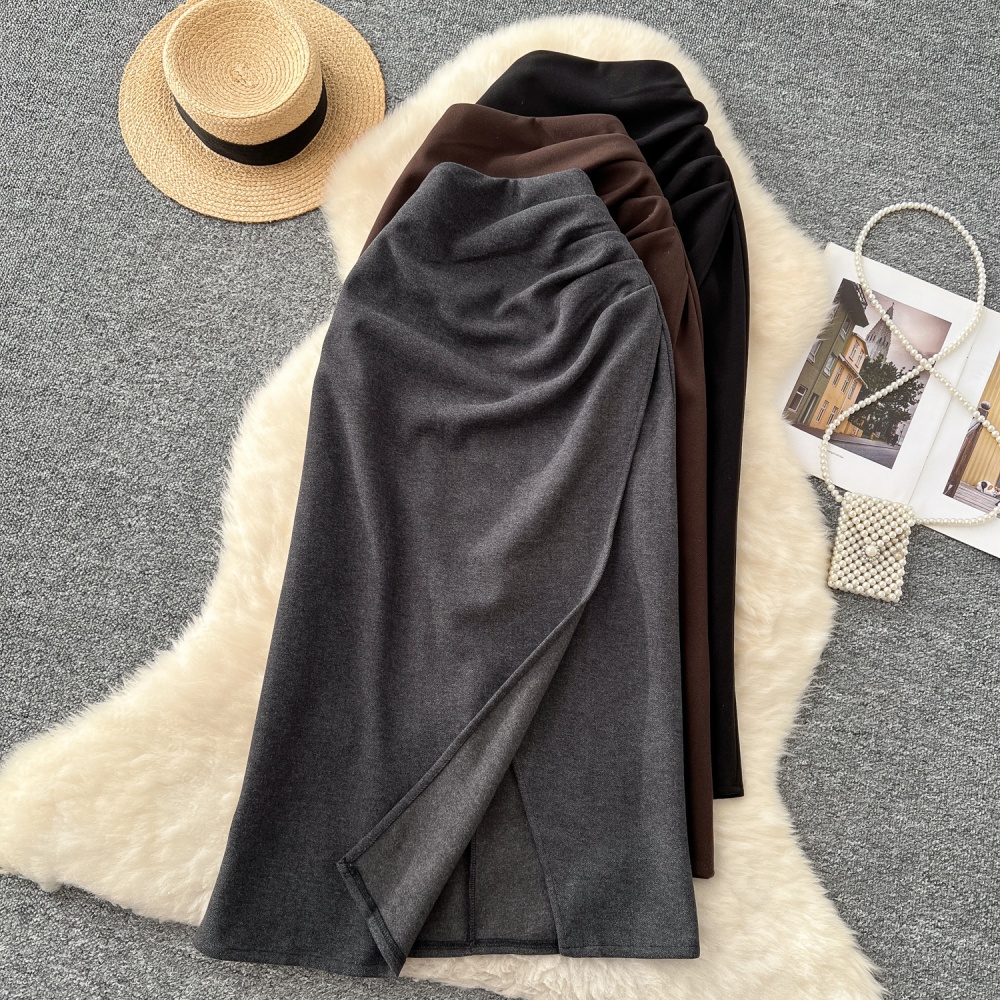 Split package hip slim winter A-line skirt for women