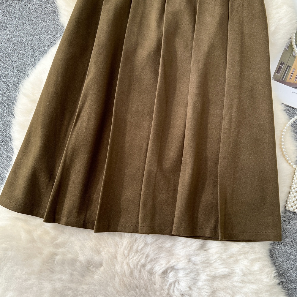 A-line fashion long dress woolen slim skirt