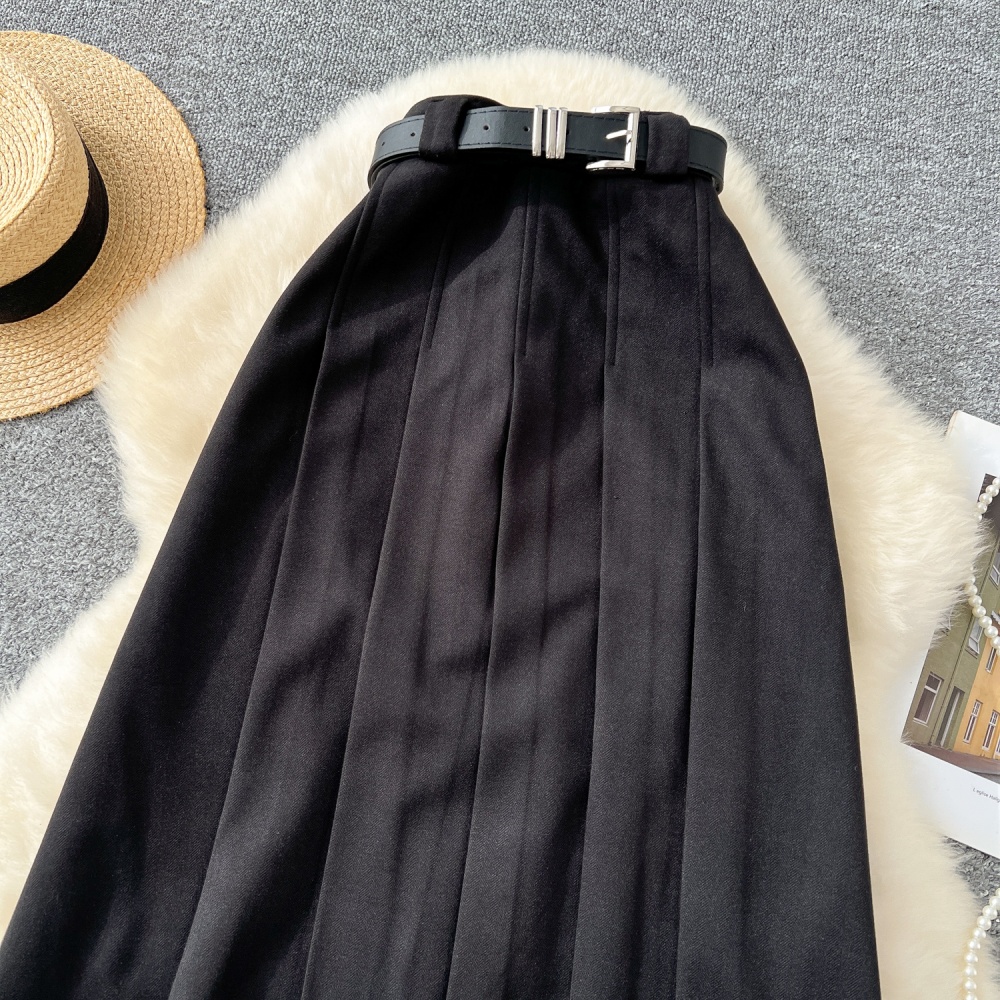 A-line fashion long dress woolen slim skirt