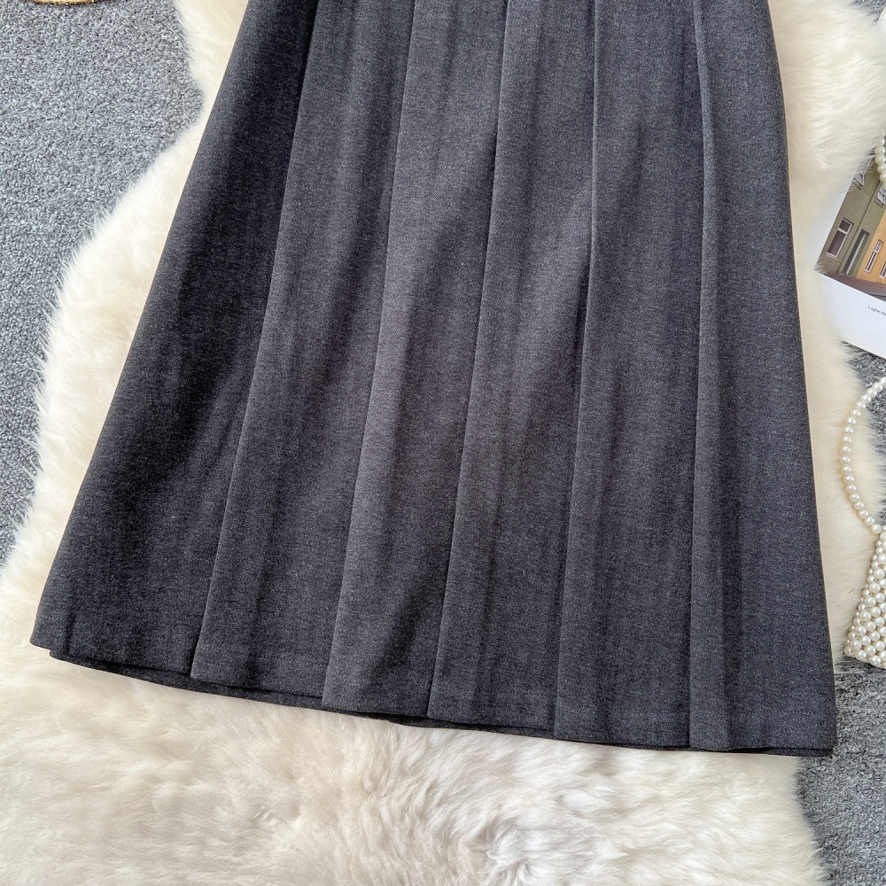 A-line fashion long dress woolen slim skirt