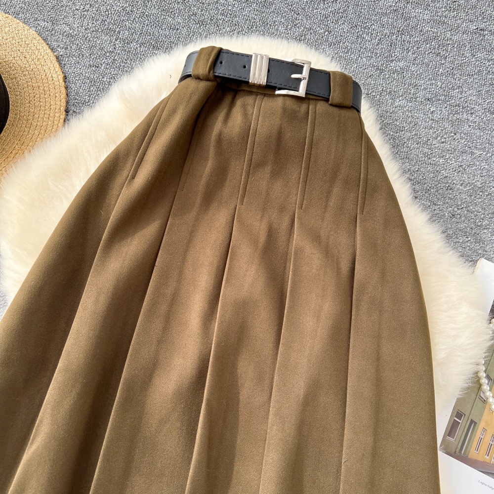 A-line fashion long dress woolen slim skirt