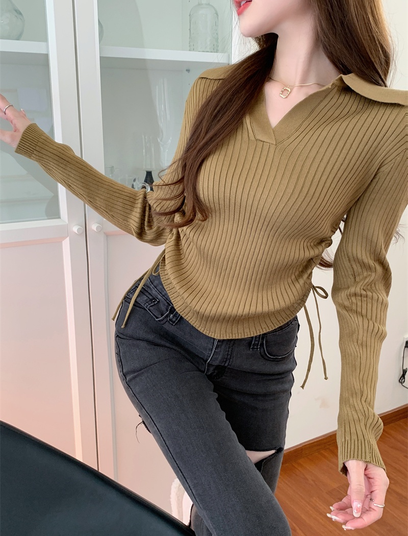 Inside the ride slim frenum Korean style bottoming sweater