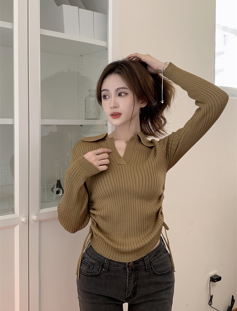 Inside the ride slim frenum Korean style bottoming sweater