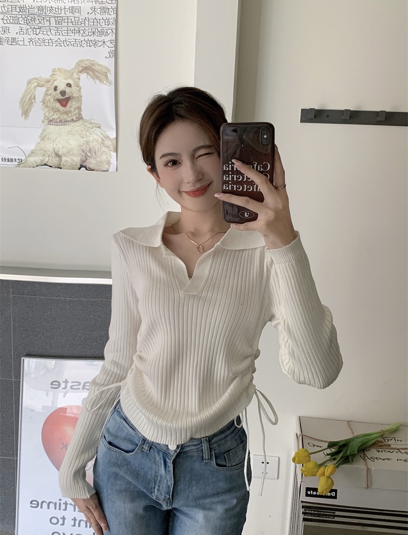 Inside the ride slim frenum Korean style bottoming sweater