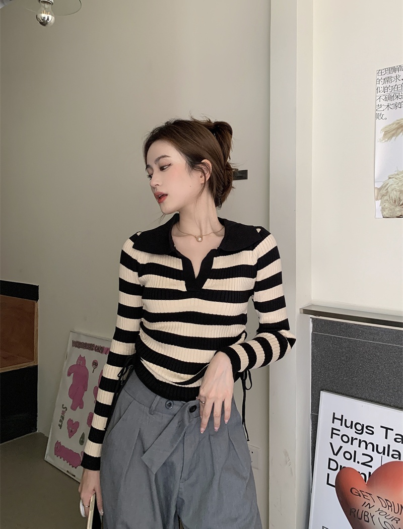 Autumn and winter drawstring frenum slim sweater