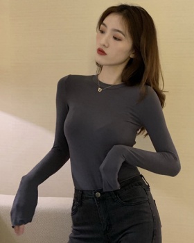 Round neck slim bottoming shirt cozy long sleeve T-shirt