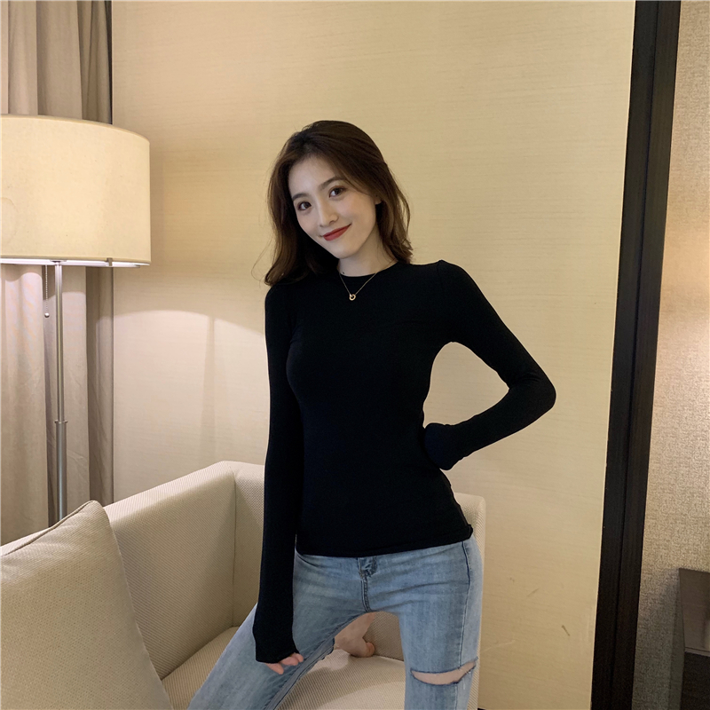 Round neck slim bottoming shirt cozy long sleeve T-shirt