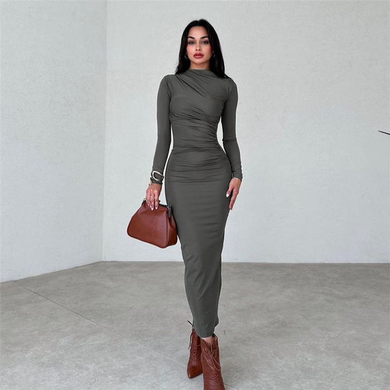 Long sleeve sexy temperament European style dress