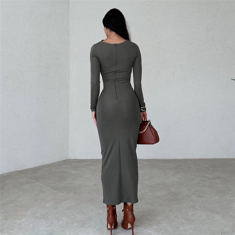 Long sleeve sexy temperament European style dress