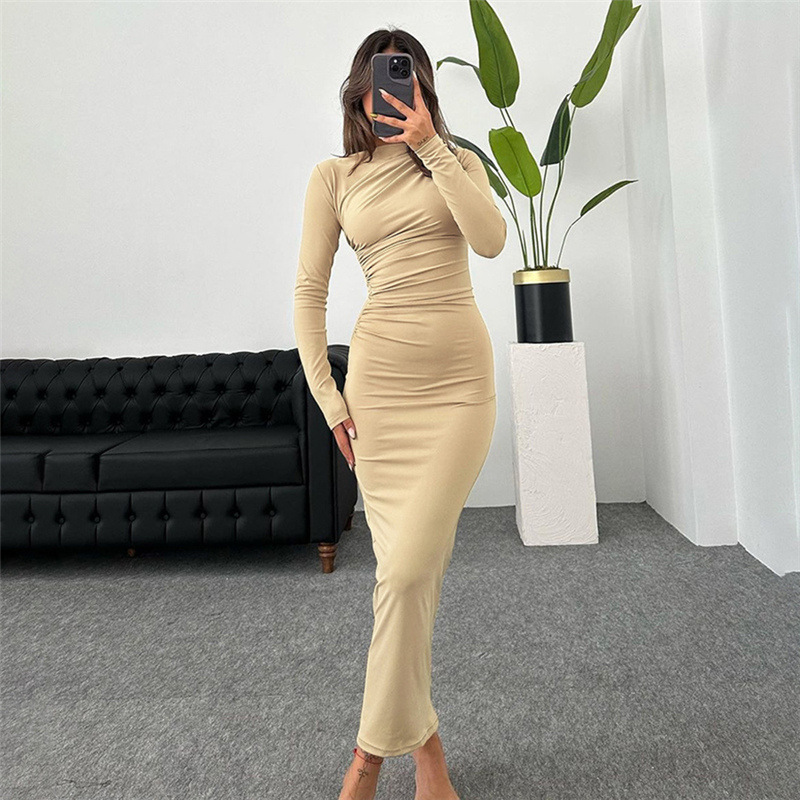 Long sleeve sexy temperament European style dress