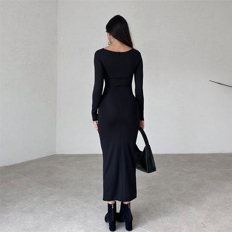 Long sleeve sexy temperament European style dress