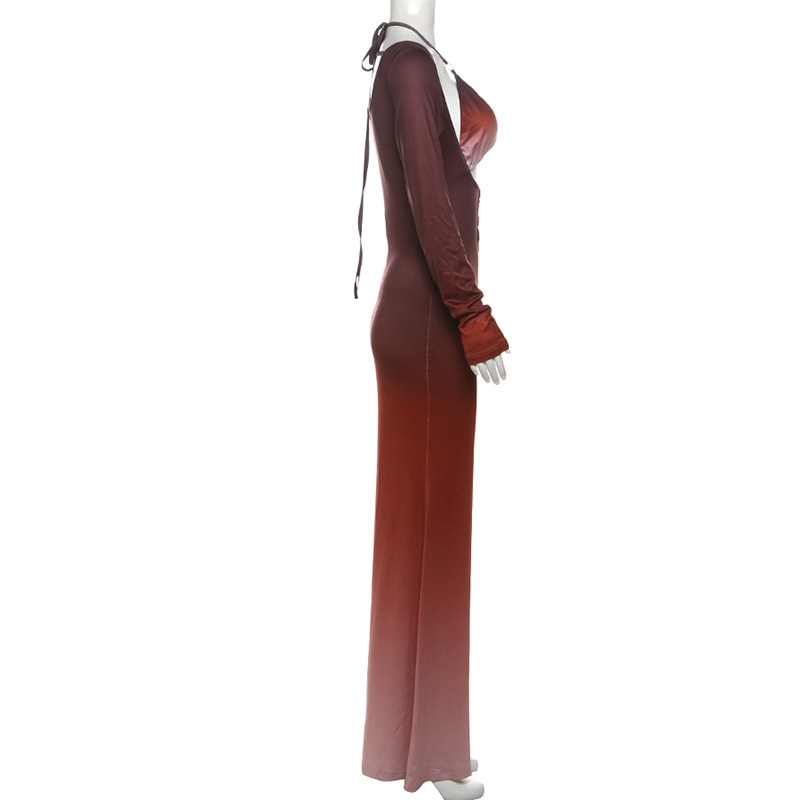 Sexy hollow vest European style long dress a set for women