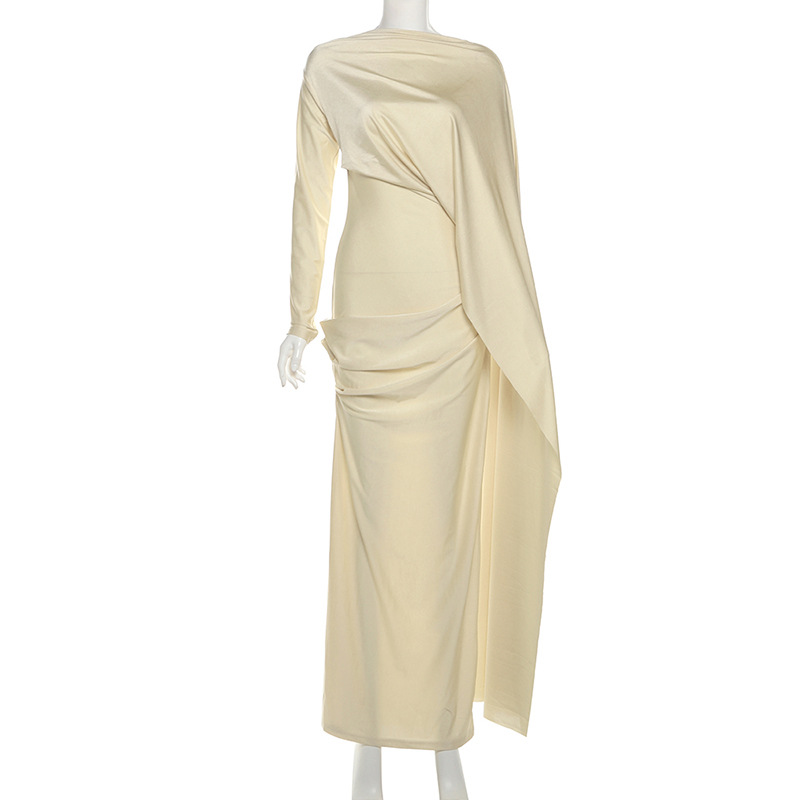 Autumn and winter fold dress temperament pure long dress