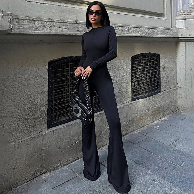 Round neck pure European style sexy jumpsuit