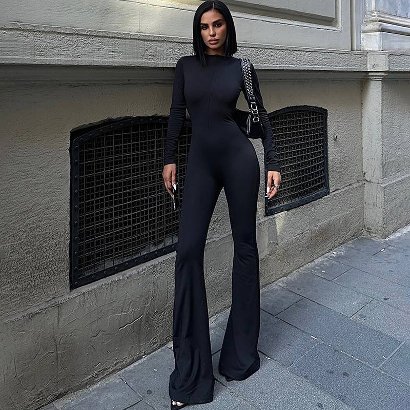 Round neck pure European style sexy jumpsuit