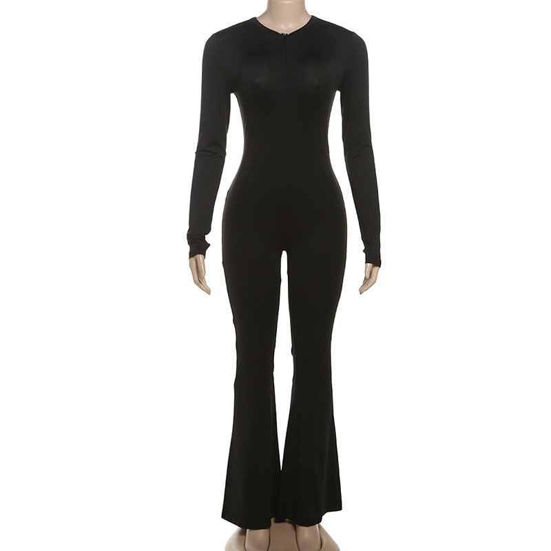 Round neck pure European style sexy jumpsuit