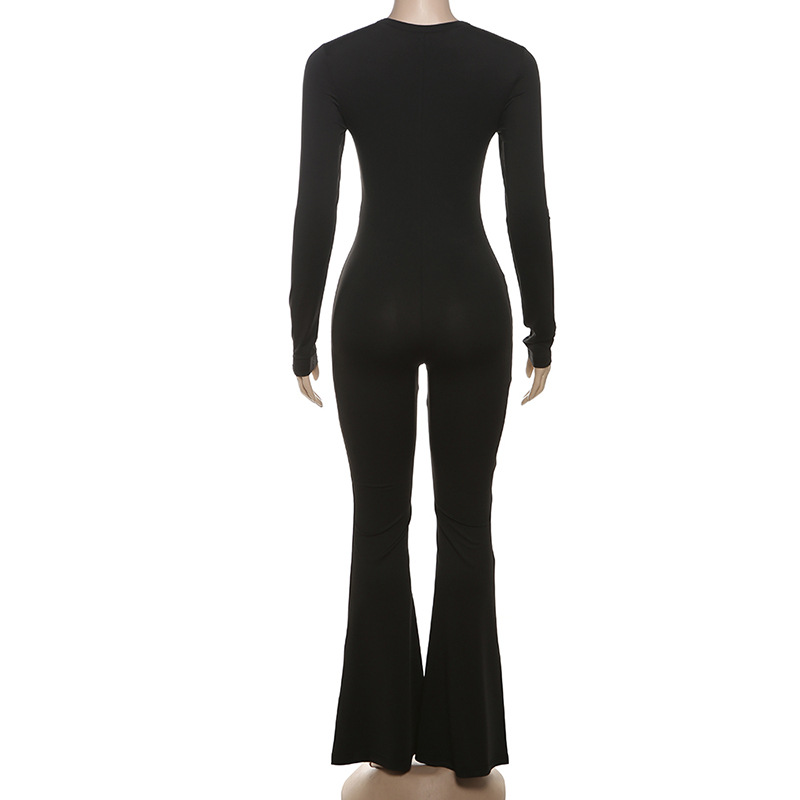 Round neck pure European style sexy jumpsuit