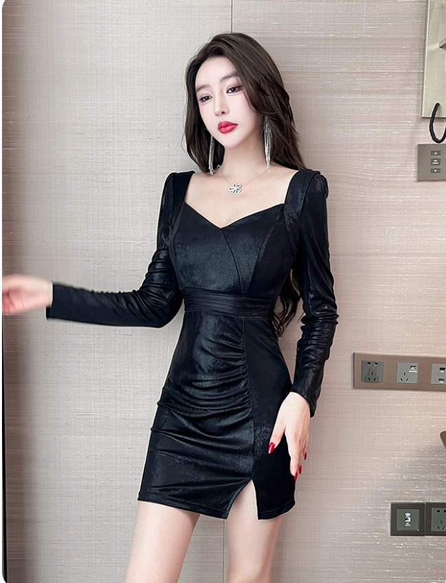 Sexy long sleeve autumn temperament overalls dress