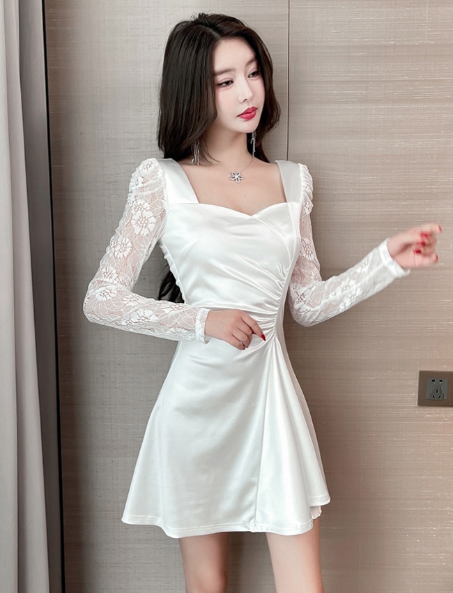 Lace sexy night show fashion temperament slim dress