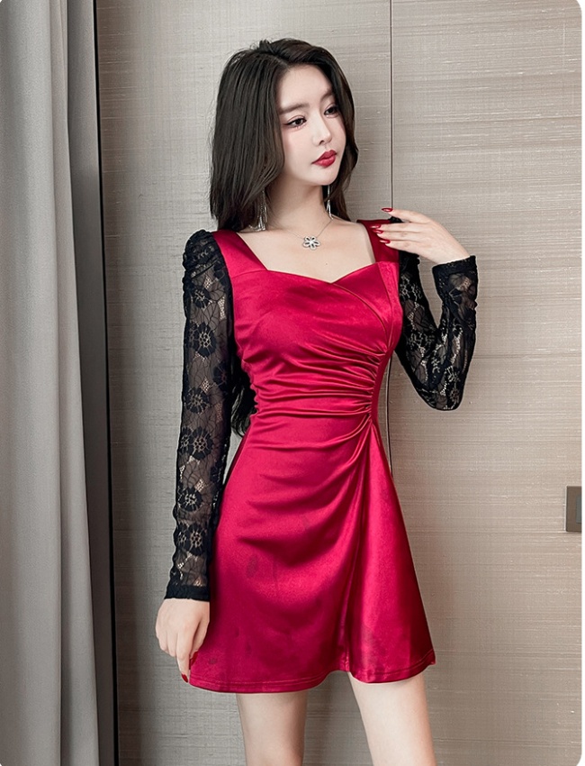 Lace sexy night show fashion temperament slim dress