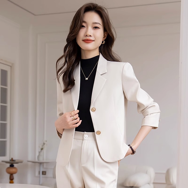 Temperament white business suit overalls coat 2pcs set