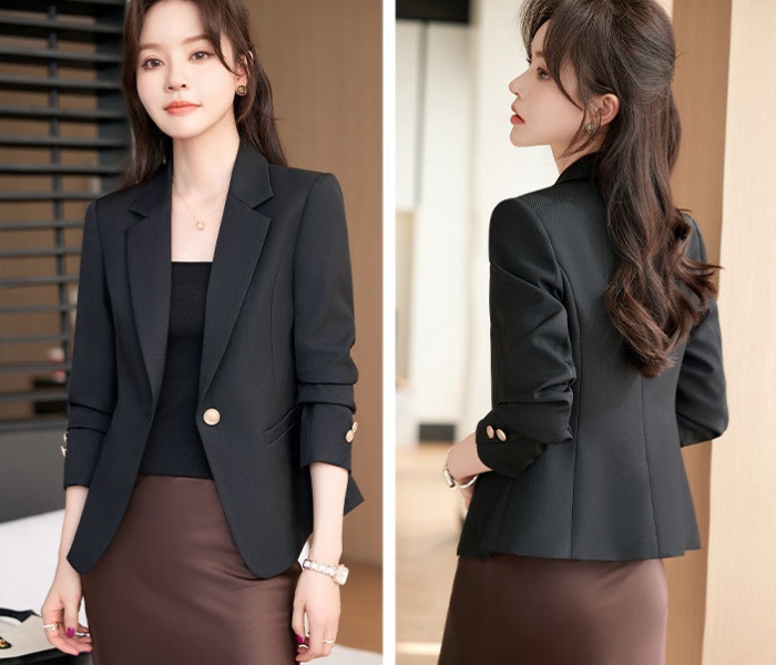 Slim spring business suit black short coat for women