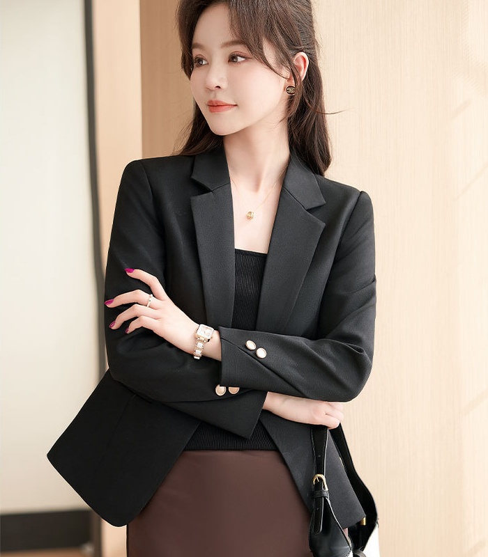 Slim spring business suit black short coat for women