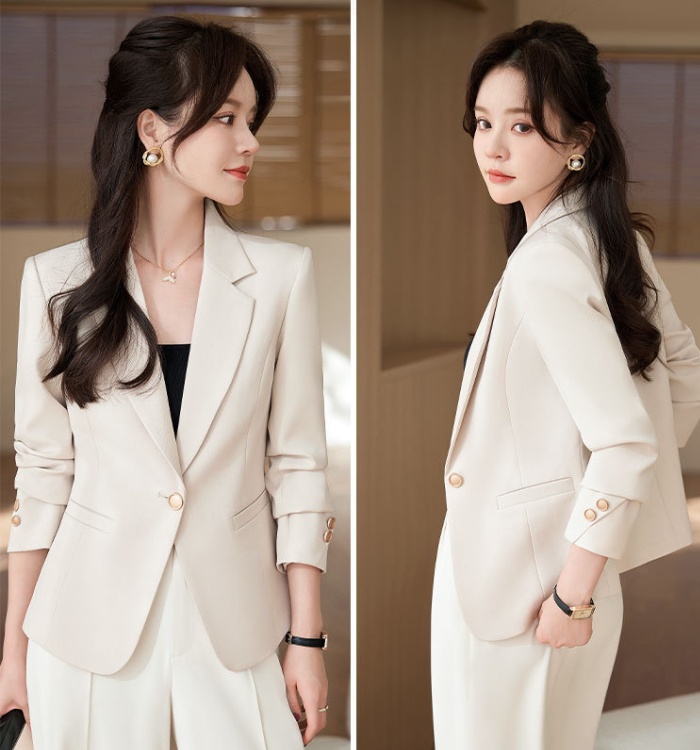 Slim spring business suit black short coat for women