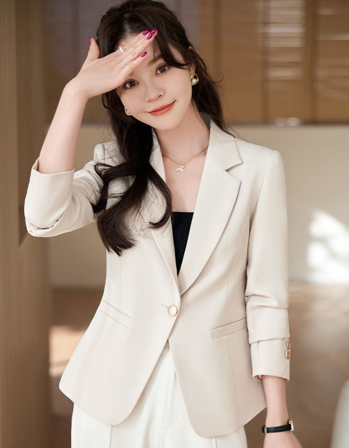 Slim spring business suit black short coat for women