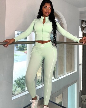 Navel sexy long pants long sleeve tops a set for women