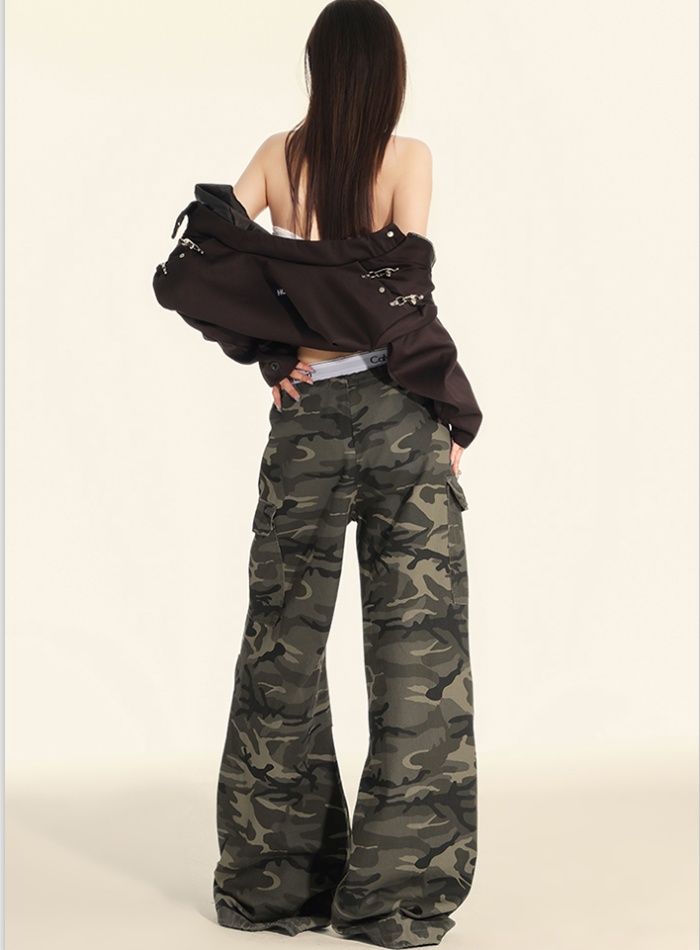 Loose wide leg pants camouflage casual pants