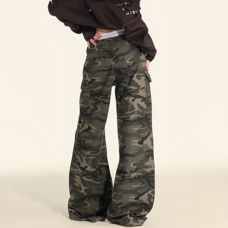 Loose wide leg pants camouflage casual pants