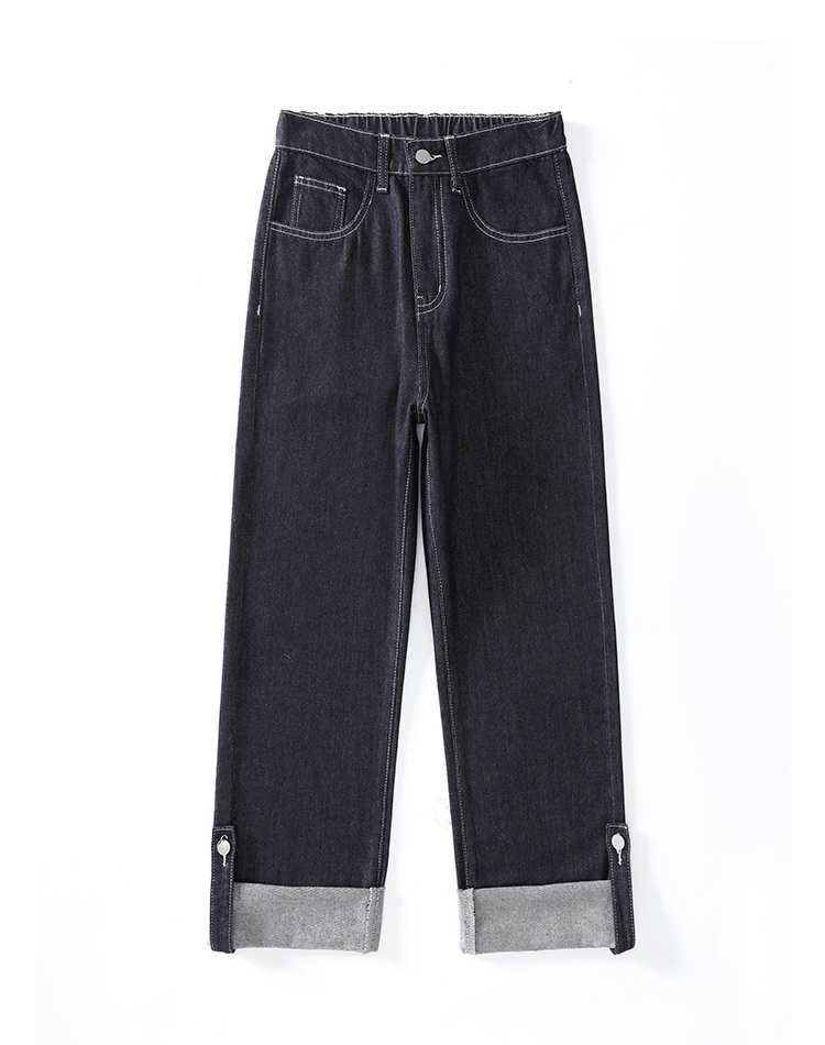 Large yard high waist denim crimping long pants